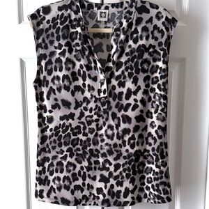 Anne Klein Leopard Print Sleeveless Top, Size Small
